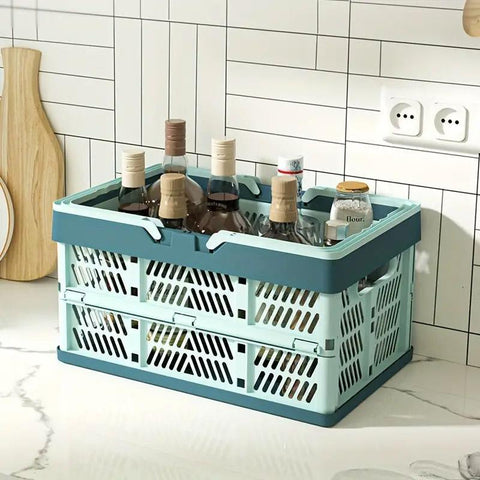 Foldable Portable Picnic Basket Lightweight Storage Basket for Outdoor Use - Blue