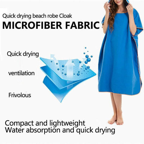Adult Changing Robe Towel Bath Hooded Quick Dry Beach Towel Poncho Bathrobe Au