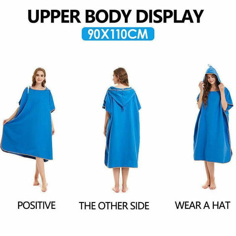 Adult Changing Robe Towel Bath Hooded Quick Dry Beach Towel Poncho Bathrobe Au
