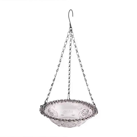 Balcony Bird Feeder Hanging Rail Mount Outdoor Suspended Feeding Station Garden - Grey