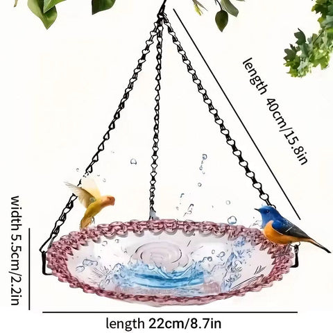 Balcony Bird Feeder Hanging Rail Mount Outdoor Suspended Feeding Station Garden - Pink