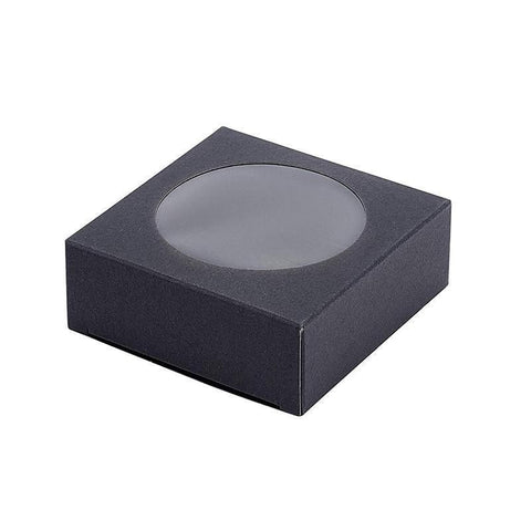 50PCS Handmade Soap Paper Box Round Window Kraft Black White Candy Biscuit Box - Khaki-50pcs 8*8*3CM