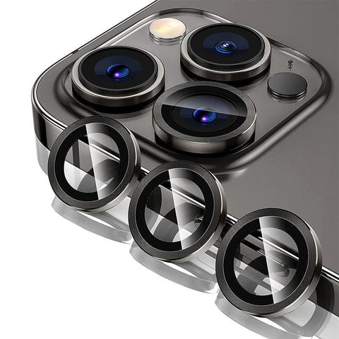 For iPhone 14/14 Plus Metal Camera Lens Glass Screen Protector - Black
