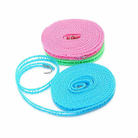 Portable 5M Travel Clothes Line Washing Rope Non Slip Airer Laundry Clothesline - Blue