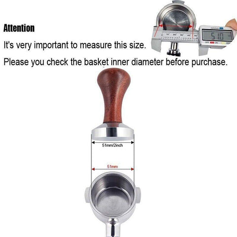 51mm Coffee Tamper Aluminum Alloy Base Wooden Handle for Espresso Machine
