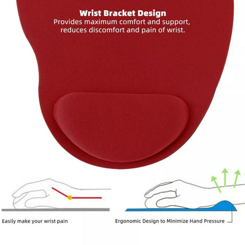 Comfort Mouse Pad with Built In Wrist Support Non Slip Ergonomic Mice Mat - Grey
