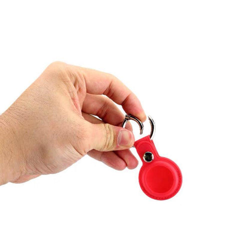 For Apple Airtag Leather Case Cover Air Tag Keychain Holder Sleeve Shell Tracker - Red