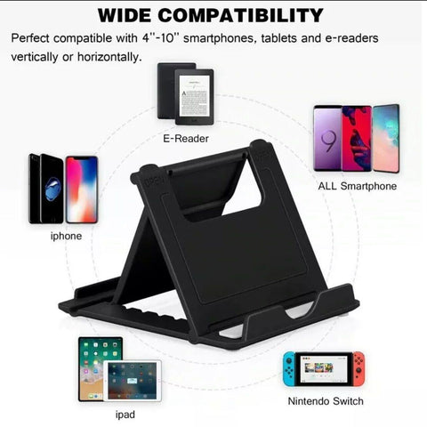 Universal Foldable Tablet and Phone Stand Adjustable Portable Desk Holder - White