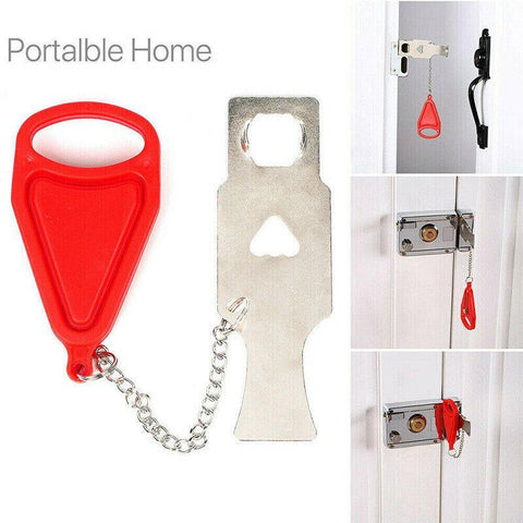 Portable Door Lock Hardware Travel Hotel Home Security Addalock Anti-Intrusion Device - Black