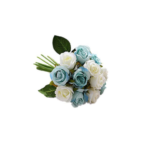 12 Heads Silk Rose Artificial Flowers Fake Bouquet - Champagne