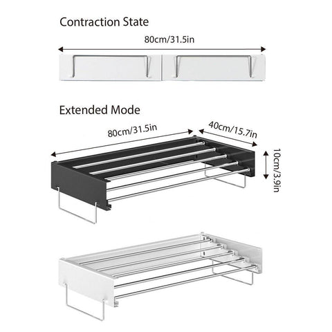 Foldable Wall Hanging Clothes Drying Rack Invisible Balcony Towel Laundry Rack - White