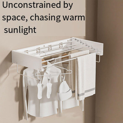 Foldable Wall Hanging Clothes Drying Rack Invisible Balcony Towel Laundry Rack - White