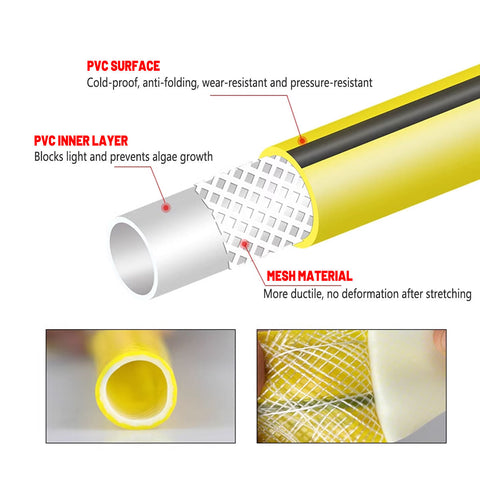 Heavy Duty Garden Hose Pipe Reel Reinforced Anti-kink Outdoor Hosepipe Yellow - 20m