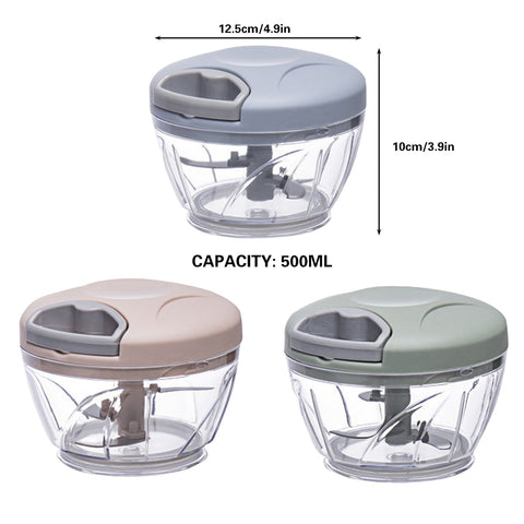 500ml Manual Meat Mincer Garlic Chopper Rotate Garlic Press Crusher Vegetabl - Blue