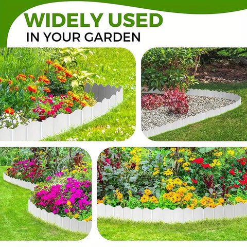 20PCS Garden Edging Fence Decorative Plastic Lawn Border Panels Landscaping - White
