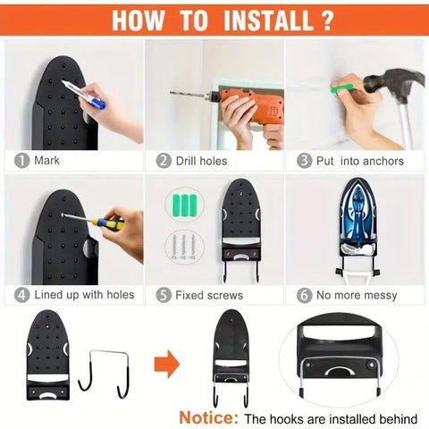 Iron Stand Double Hook Storage Rack Hanging Iron Holder for Home Organisation - Black