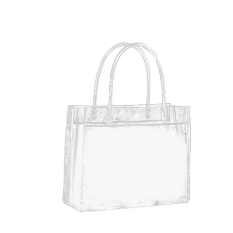 100x PVC Transparent Gift Tote Bag with Snap Button for Packaging - 20*16*8cm