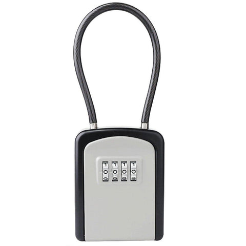 Portable Key Lock Box Hanging Combination Storage Organizer for Home Security - Black