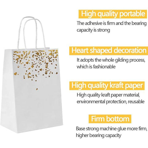 30PCS Kraft Paper Gift Bags Small Love Candy Bags Gold Foil Wedding Party Favors - Black-Gold Foil