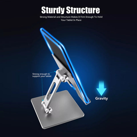 Aluminum Alloy Tablet Phone Holder Desk Stand Bracket Foldable For Ipad Pro 12.9 - Grey