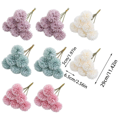 12pcs Artificial Dandelion Fake Flower Simulation Arrangement Desktop Decoration - Blue