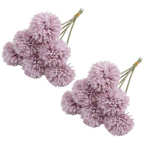 12pcs Artificial Dandelion Fake Flower Simulation Arrangement Desktop Decoration - Purple