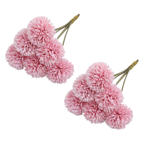 12pcs Artificial Dandelion Fake Flower Simulation Arrangement Desktop Decoration - Purple