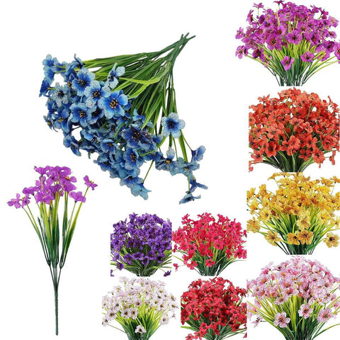 12pcs Artificial Flowers Set for Home Decor Wedding Party Fake Floral Decor - Orange