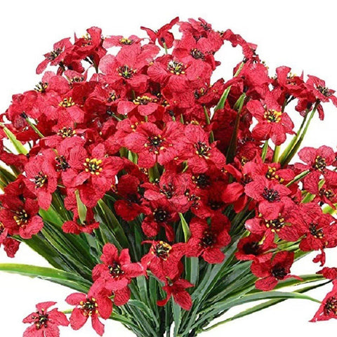 12pcs Artificial Flowers Set for Home Decor Wedding Party Fake Floral Decor - Orange