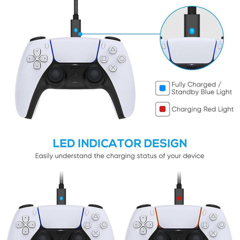 For PS5 Controller 3M USB Type-C Braided Fast Charging Cable for PS5 NS PRO