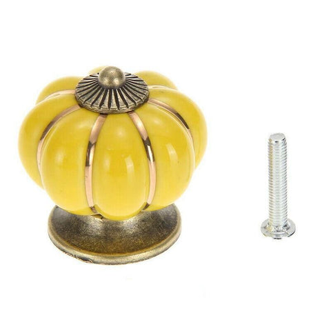Pumpkin Ceramic Vintage Door Knobs Cabinet Drawer Cupboard Kitchen Pull Handle