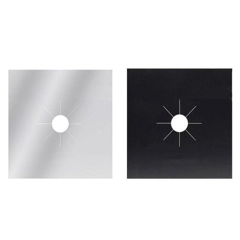 4 Pcs Reusable Stove Clean Mat Reusable Gas Oil Protector Liner Burner Cover Au - 4 PCS Silver