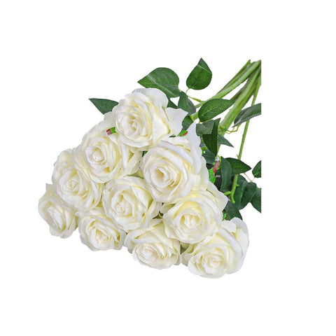 10pcs Artificial Silk Simulation Rose Flowers - Wedding Party Home Decorations - Gold