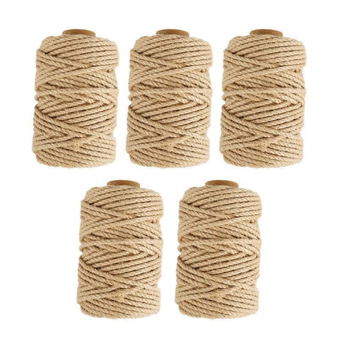 Sisal Rope Natural Jute Hemp Manila Twine String Cord 1-14mm Thick Craft DIY - 5Rolls-12MM*50M