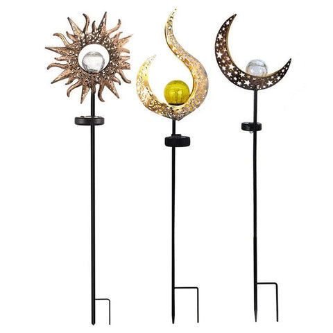 Solar Lights LED Garden Decor Outdoor Path Lights Lawn Light Lantern Lamp - 1X Moon