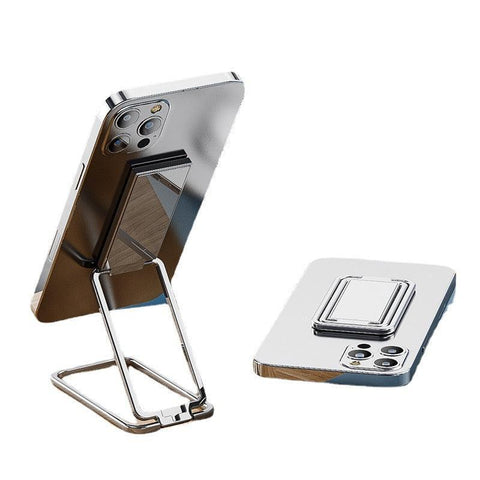 Portable Multifunctional Folding Metal Mobile Phone Holder Bracket Desktop Stand - Black