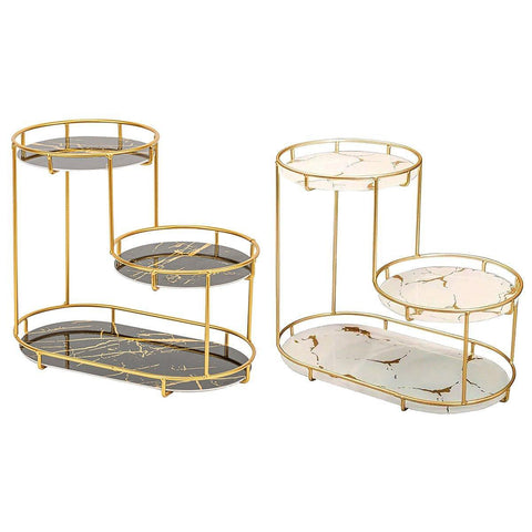 Round Multi-Tier Metal Storage Rack for Bathroom Vanity Kitchen Storage Rack - White