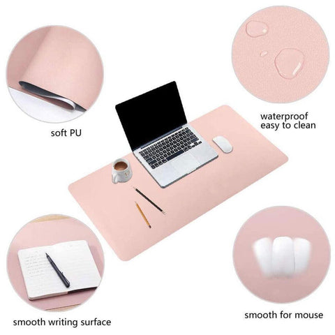 Leather Mouse Pad Gaming Waterproof Desk Mat 25 x 21cm Anti Slip - Wine Red