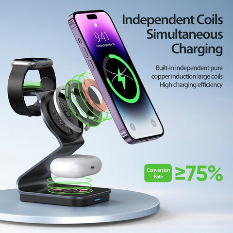 15W 3 In 1 Transparent Magnetic Wireless Charger