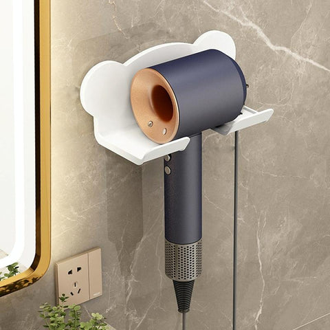 Wall Mounted Holder For Dyson Hair Dryer Bathroom Storage Rack Simple Black - Simple Gray