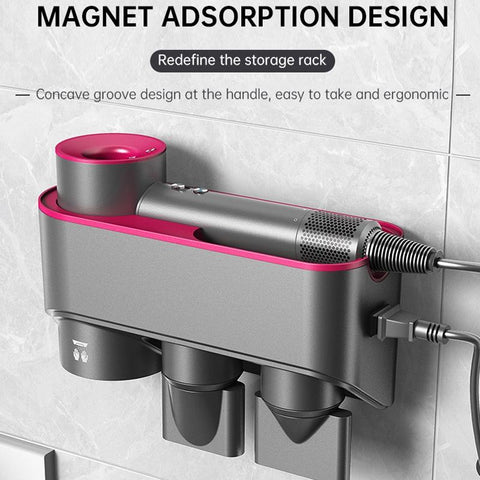 Wall Mounted Hair Dryer Bracket Storage Rack Black Nickel - With Hand Dryer Black Nickel Colour