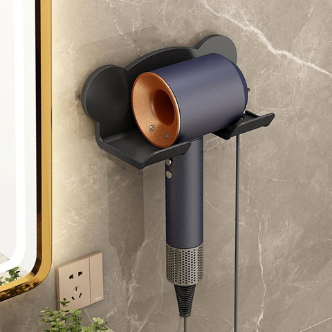 Wall Mounted Holder For Dyson Hair Dryer Bathroom Storage Rack Simple Black - Upgrade Black