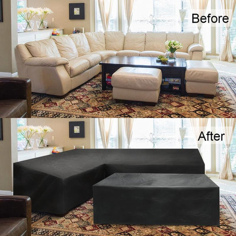 Waterproof Outdoor Corner Sofa Cover - 200x270x82cm - Black