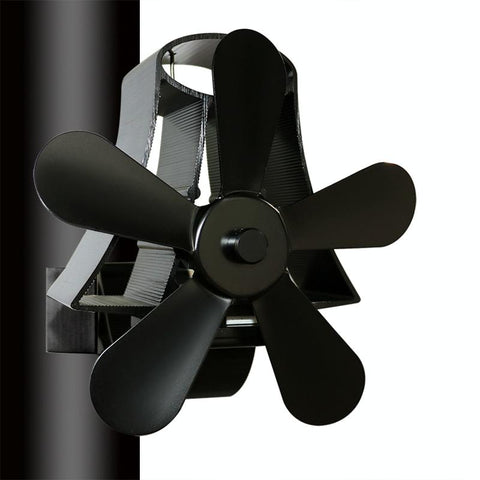 High Temp 5-blade Heat Powered Stove Fan for Fireplaces - Black