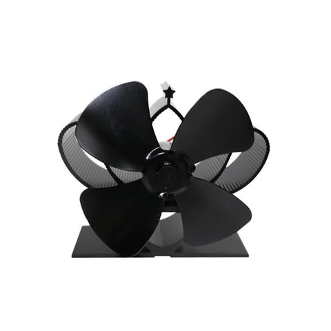 High Temperature 4-blade Heat Powered Stove Fan for Fireplaces - Black