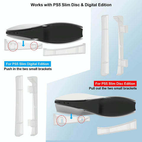 Universal Horizontal Stand For Ps5 Slim - Digital / Optical Drive Version - Transparent