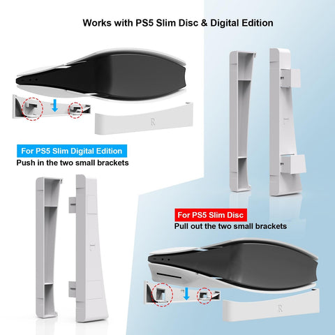 Universal Horizontal Stand For Ps5 Slim - Digital / Optical Drive Version - Transparent
