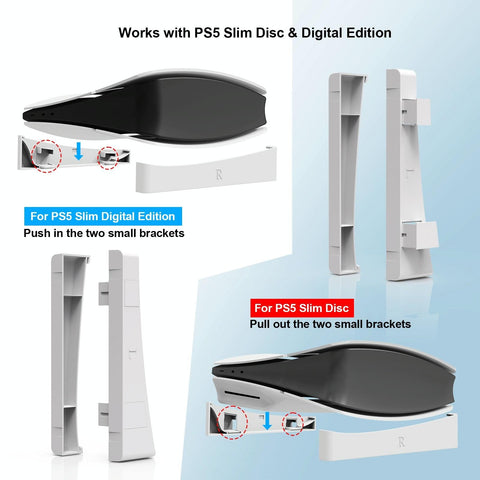 Universal Horizontal Stand For Ps5 Slim - Digital / Optical Drive Version - Transparent