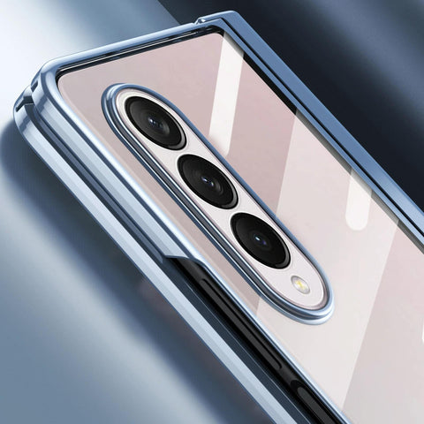 For Samsung Galaxy Z Fold4 5G Samsung Fold 4 Full Body Hinge Case - Electroplated - Transparent
