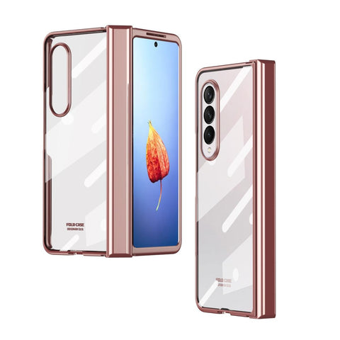 For Samsung Galaxy Z Fold4 5G Samsung Fold 4 Full Body Hinge Case - Electroplated - Transparent